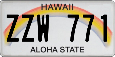 HI license plate ZZW771