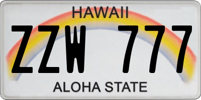 HI license plate ZZW777