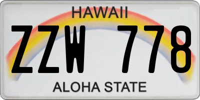 HI license plate ZZW778