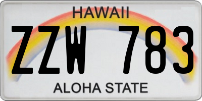 HI license plate ZZW783