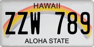 HI license plate ZZW789