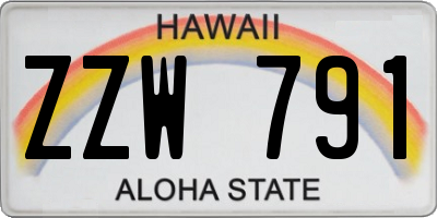 HI license plate ZZW791