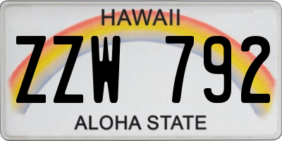 HI license plate ZZW792