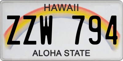 HI license plate ZZW794