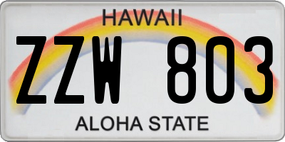 HI license plate ZZW803