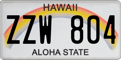 HI license plate ZZW804