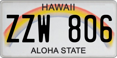 HI license plate ZZW806