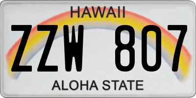 HI license plate ZZW807