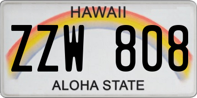 HI license plate ZZW808