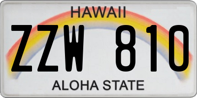 HI license plate ZZW810