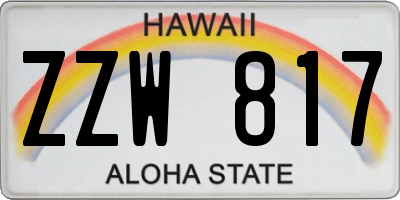 HI license plate ZZW817