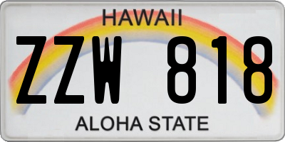 HI license plate ZZW818