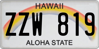 HI license plate ZZW819