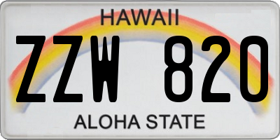 HI license plate ZZW820