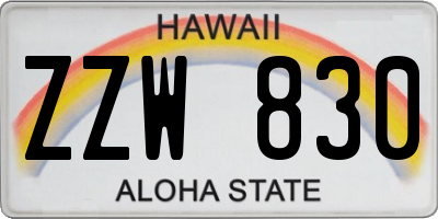 HI license plate ZZW830