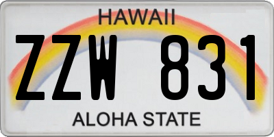 HI license plate ZZW831