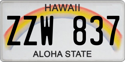 HI license plate ZZW837