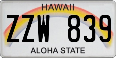 HI license plate ZZW839