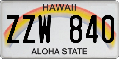 HI license plate ZZW840