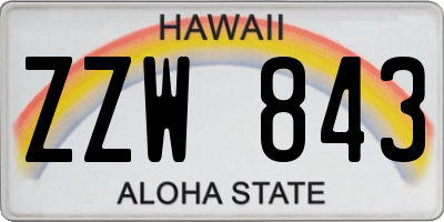 HI license plate ZZW843