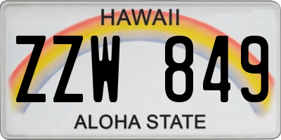 HI license plate ZZW849