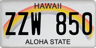 HI license plate ZZW850