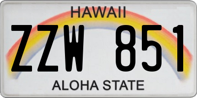 HI license plate ZZW851