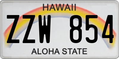 HI license plate ZZW854