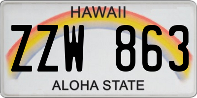 HI license plate ZZW863