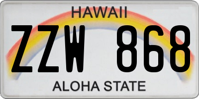 HI license plate ZZW868