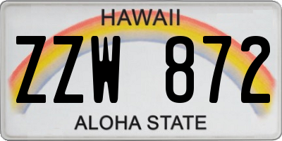 HI license plate ZZW872