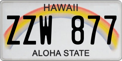 HI license plate ZZW877