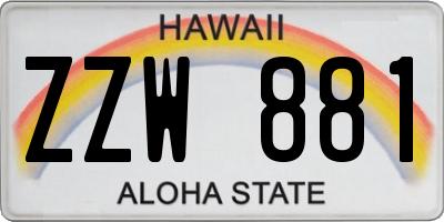 HI license plate ZZW881