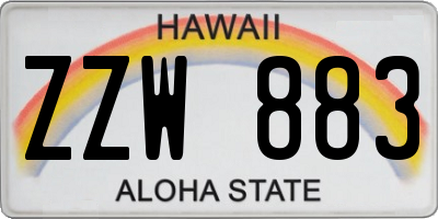 HI license plate ZZW883