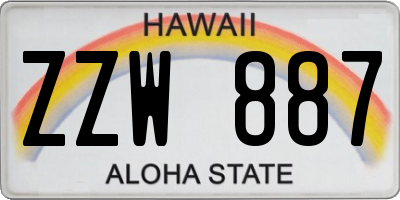 HI license plate ZZW887