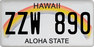 HI license plate ZZW890