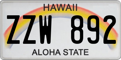 HI license plate ZZW892