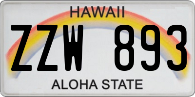 HI license plate ZZW893