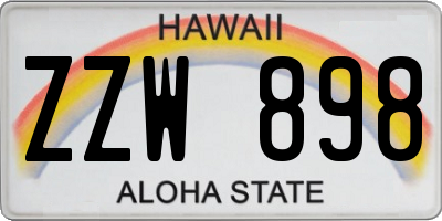 HI license plate ZZW898