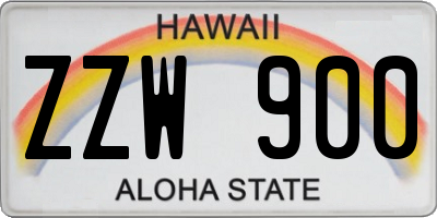 HI license plate ZZW900