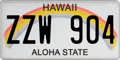 HI license plate ZZW904