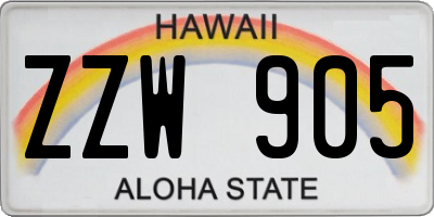 HI license plate ZZW905