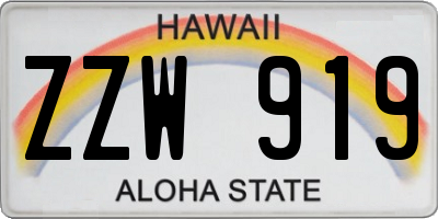 HI license plate ZZW919