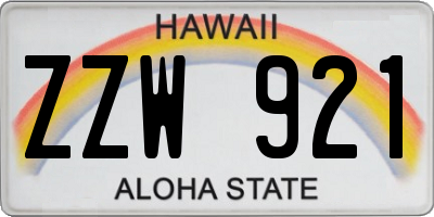 HI license plate ZZW921