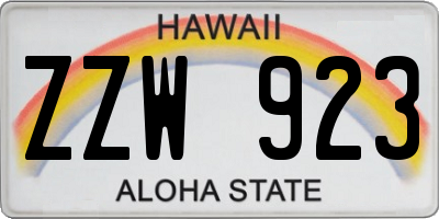 HI license plate ZZW923