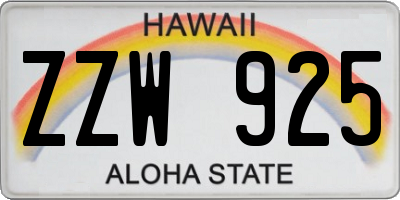 HI license plate ZZW925
