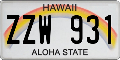 HI license plate ZZW931