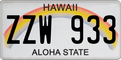 HI license plate ZZW933