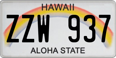 HI license plate ZZW937