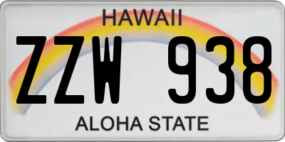HI license plate ZZW938